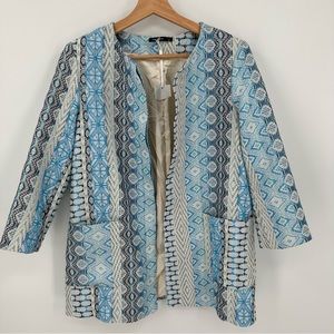 Designer Yumi Mazao Career Blazer Open Front 3/4 Sleeve Size 2 Tall T2